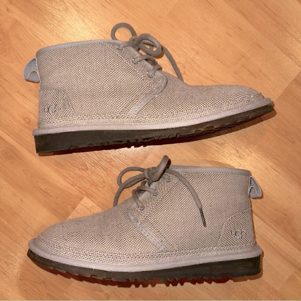 UGG M7 NEUMEL Tencel Fuzzy Gray Ankle Booties